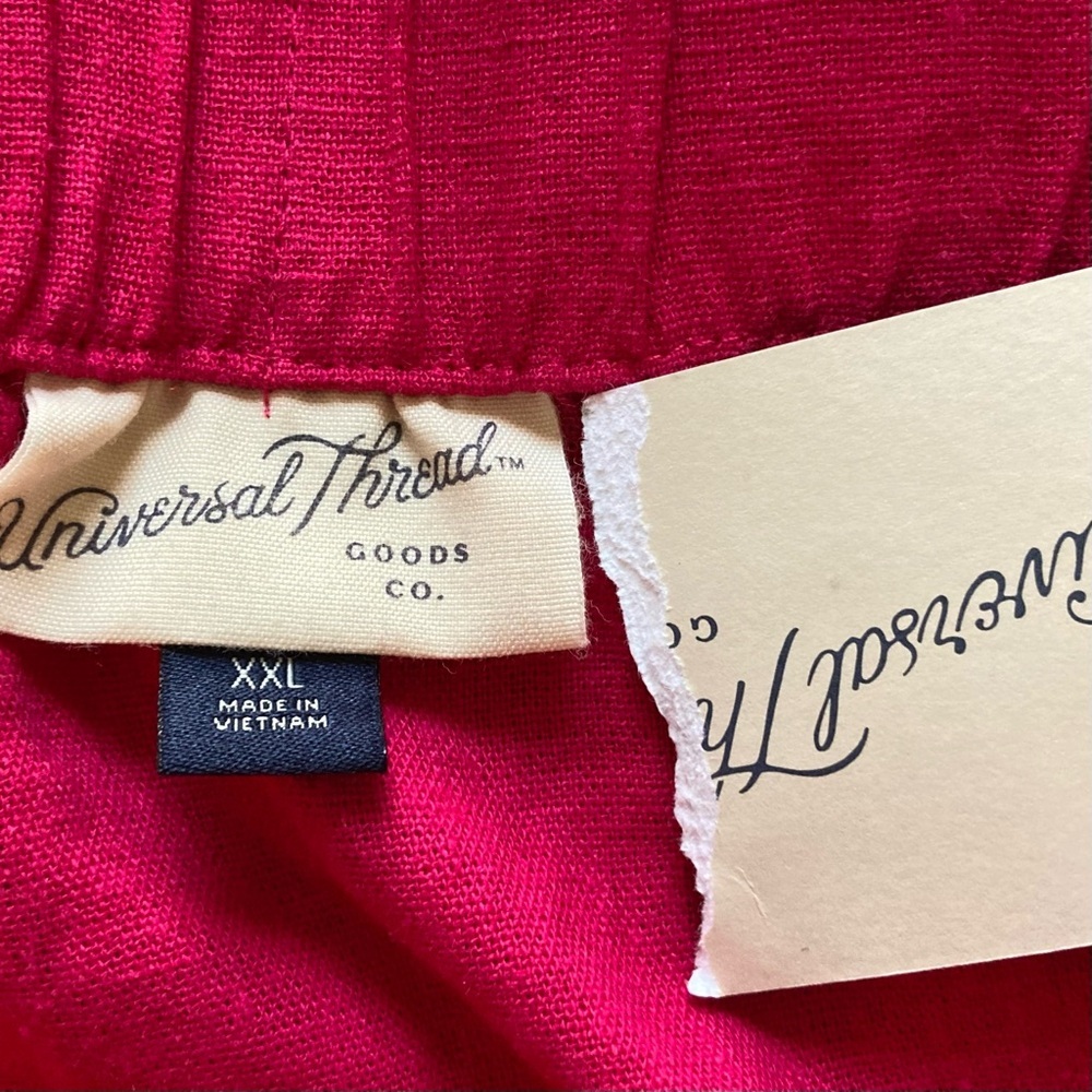 NWT Universal Thread Bright Pink Button Down Skirt w/Paper Bag Drawstring Waist - Picture 3 of 9